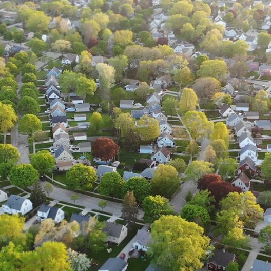 aerial view of a suburban neighborhood